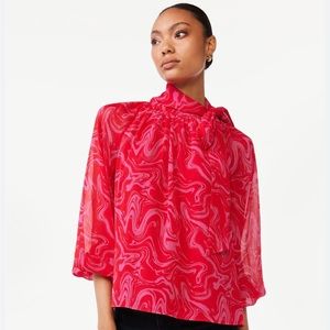 SCOOP Smocked Neck Tie Top